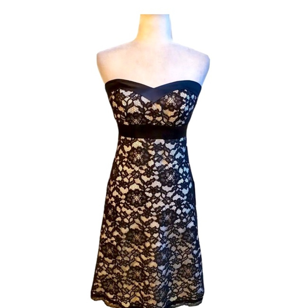 White House Black Market, NWOT, strapless lace mini dress, Size 0